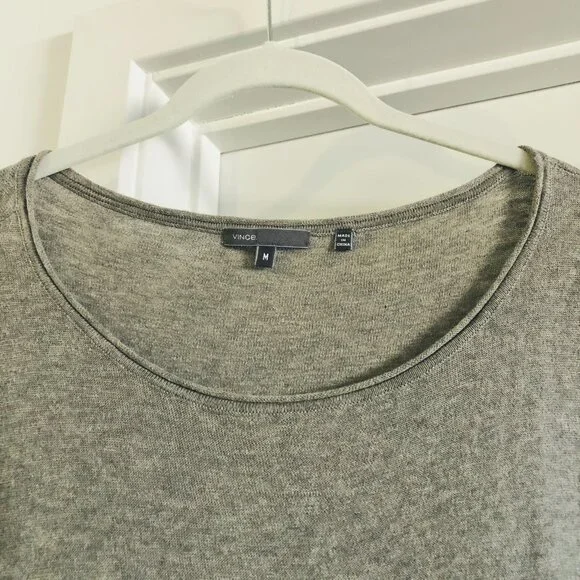 Vince Tan Black Color Block Sweater 100% Cotton Scoop Neck Drop Shoulder Stretch - Picture 3 of 15